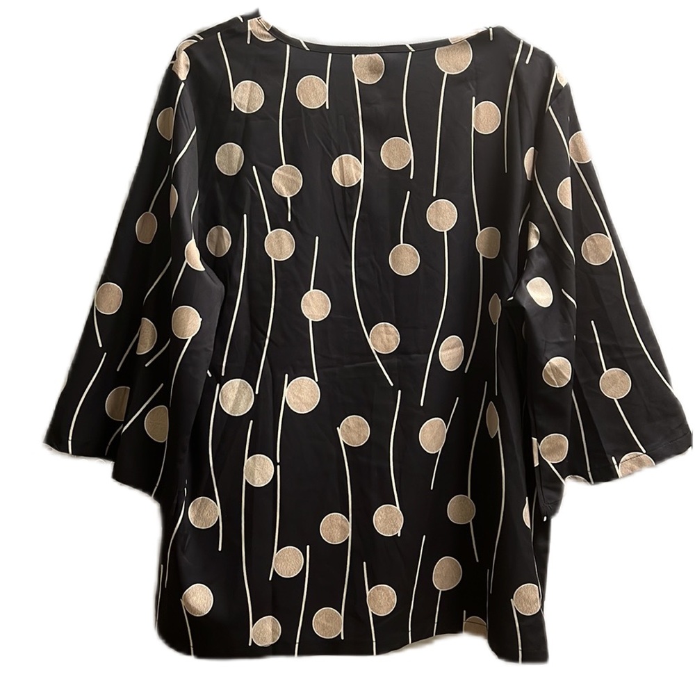 NoraCora, Circle & Line Print, Multi Color, V-Neck, Short Sleeve Top, Size L - Picture 2 of 8